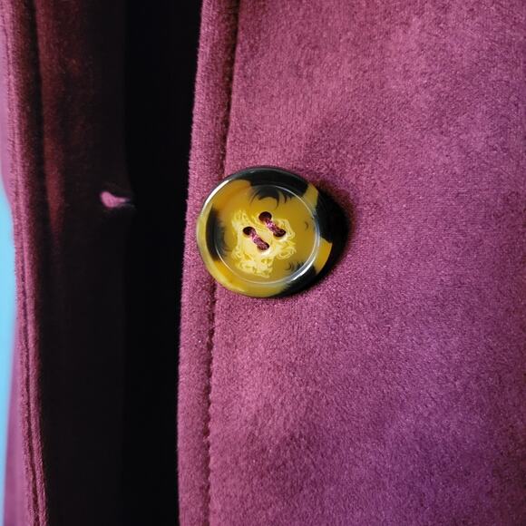 Avec Les Filles/Anthropology Racheal Suede Oversized Boxy Mulberry Red Jacket L - Picture 5 of 10